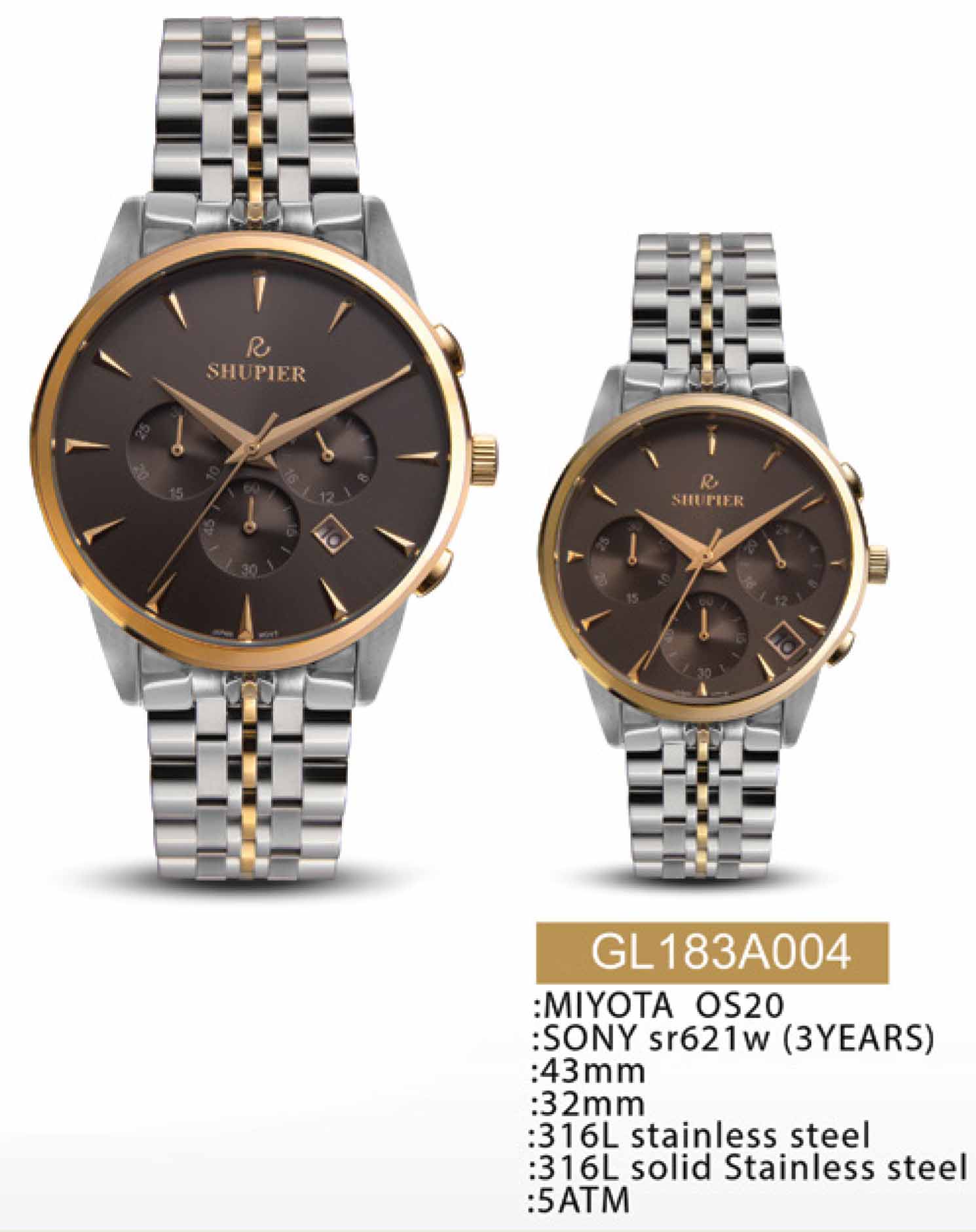 ساعت مچی ست کرنوگراف شوپیر G183A004 & L183A004